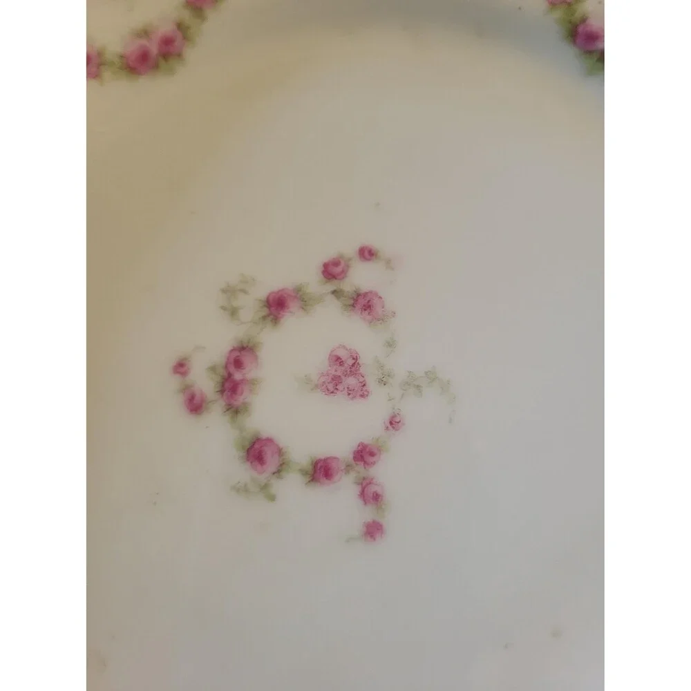 Antique KPM Porcelain Luncheon Plates: Rose Swag Decor, Set of 3
